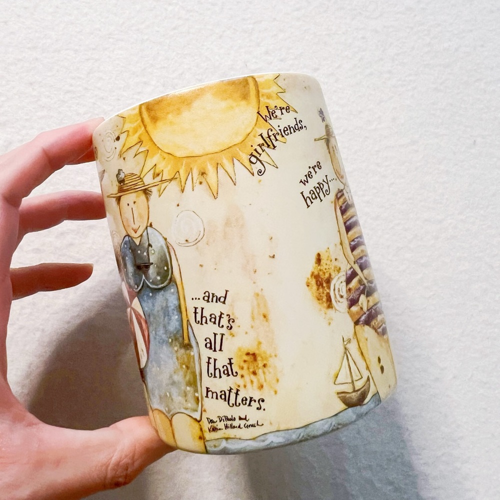 4/$22 Lang and Wise Girlfriends Collector Mug Blue Coffee Cup Karen Hillard Good - Picture 2 of 14